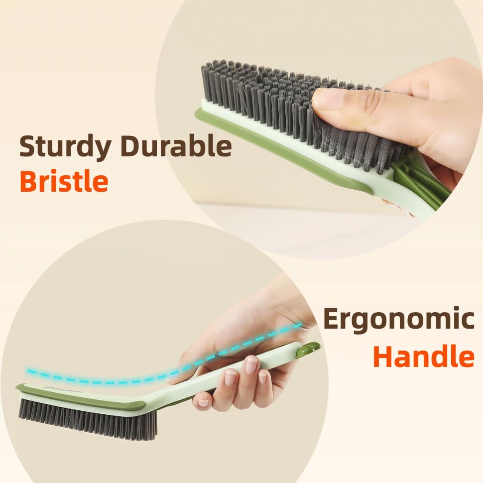 3-in-1 Detail Cleaning Brush, Crevice Grout Brush, Orange - color: Orange