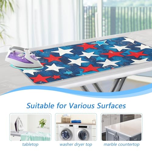 Ironing Mat Portable Ironing Pad Ironing Blanket for Table Top Heat Resistance Double-Side Using Travel Large 47.2 x 27.6 Inch Foldable Lightweight July 4th Patriotic Stars Red and Blue - color: July 4th Patriotic Stars Red and Blue