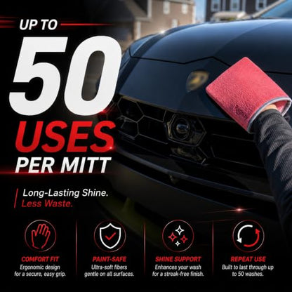 Ragnify Pack of 2 Clay Mitt Auto Detailing Medium Grade Clay Bar Alternative Mitt for Flawless Removal of Surface Bonded Micro Contaminant (Red) - color: Red