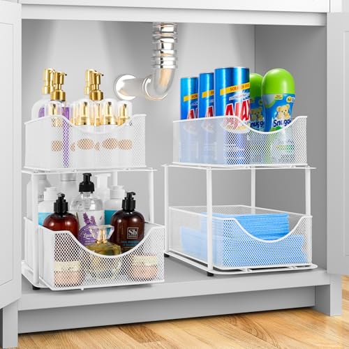 Sorbus Pull-Out Under Sink Organizer, Mesh Construction (White, 1 Pack) - color: White, size: 1 Pack