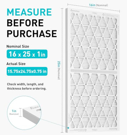 Refillable 16x25x1 Air Filter MERV 8, Reusable Frame & 6 Refills - size: 16" x 25" x 1"