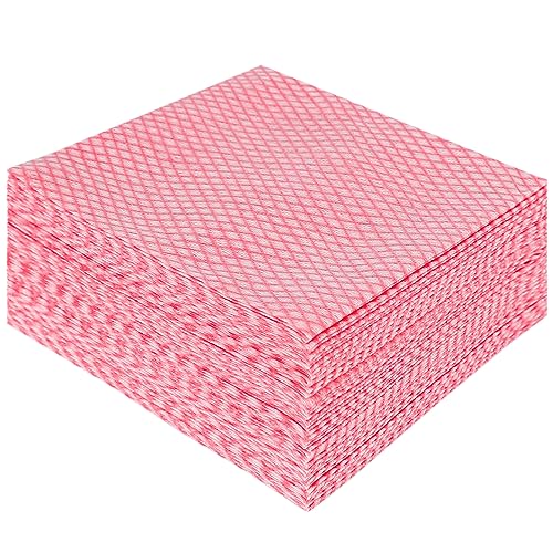 JEBBLAS Disposable Dish Towels and Cloths, Reusable Wipes, 50 Count, Red - color: Red