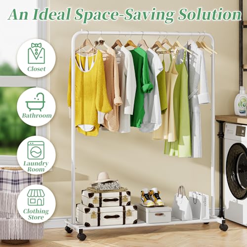 Simple Trending Clothes Clothing Garment Rack, Clothes Organizer, White - color: White, size: 14.75"D x 43.5"W x 54.25"H