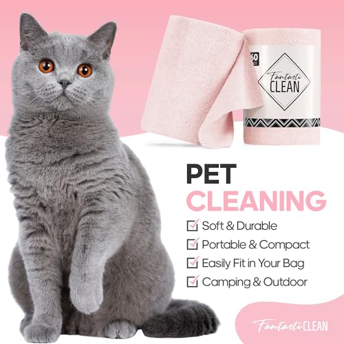 Fantasticlean Microfiber Cleaning Cloth Roll, Pink, 60 Pack, 8" x 8" - color: Pink