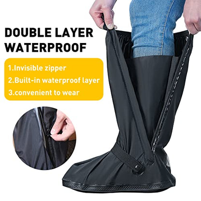 MODIGT Rain Boot Shoes Cover Men Women Waterproof Anti-Silp PVC Shoes Cover Reusable & Foldable Overshoes for Cycling Fishing Washing - size: XX-Large