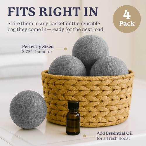 Farberware Wool Dryer Balls, 4-Pack, Reusable - color: Gray