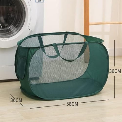 4 Pcs Mesh Popup Laundry Hamper, Opening Laundry Basket,Popup Laundry Basket with Durable Handles,Foldable Pop-up Mesh Hamper Dirty Clothes Basket for Clothes & Laundry-Home Organization - color: Gray2