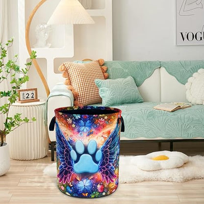 Cat Dog Paw Prints Laundry Basket Foldable Oxford Cloth 18.9 x 16.5 Inch - color: Pet Paw Prints