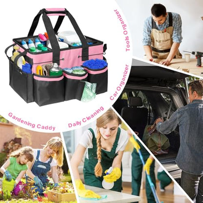 Large Cleaning Caddy Bag-Wearable, Waterproof, Heavy, Duty - color: Pink