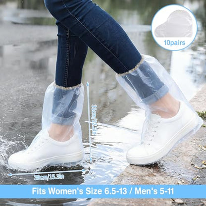 20Pcs(10 pairs) Thickened Waterproof Shoe Covers for Rain, Clear Rain Shoe Covers, One Size Fits Most - color: Clear, size: 10P M Adults