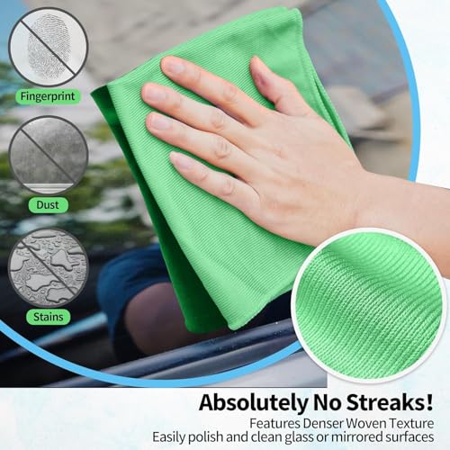 Microfiber Cleaning Cloth, 6 Pack Glasses Cleaning Cloth, 16" ×14" Window Cleaning Rags, Streak Free Lint Free Polishing Cloths Wipes for Eye Glass Stainless Steel Windshield, Sage Green - color: Sage Green, size: 16" x 14"