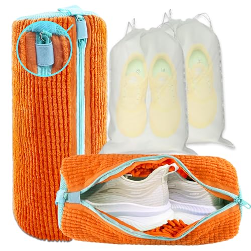 Shoe Washing Machine Bag, 2 Pack Shoe Laundry Bags for Washer and Dryer, Reusable Sneaker Wash Bag with Self-Locking Zipper, 360° Deep Cleaning, Protects Shoes and Washer(Orange) - color: Orange Shoe Washer Bag