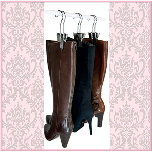Boottique Boot Organizer: The Boot Rack Fits in Most Closets- Hangs, Holds, Shapes, & Protects Every Size and Style of Boots (6 Boot Hangers) (3 Silver Hangers Add-on) - color: Silver
