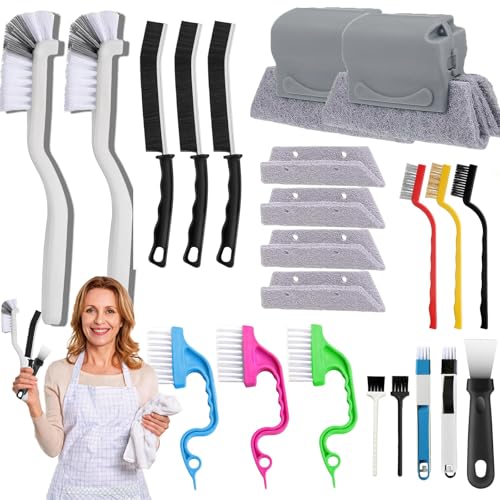 Crevice Cleaning Brush Set, 22 Pieces, Small Gap Brushes for Bathroom, Kitchen, Window Grooves, Corners, Sinks, Tiles, and Faucets (22pcs)