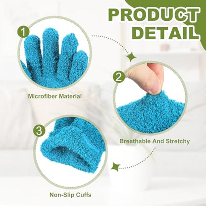uxcell Microfiber Gloves, Reusable Washable Plant Dusting Gloves Cleaning Mittens for Auto Plants Household Kitchen - color: Blue
