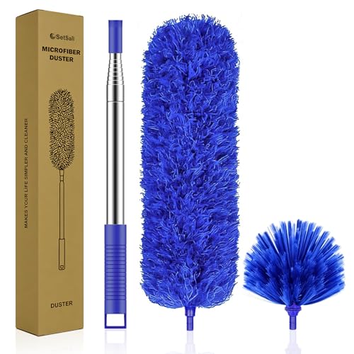 SetSail Dusters and Cobweb Duster with Extension Pole for Cleaning, Blue - color: Blue, size: Cobweb Brush&Duster