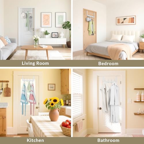 Heavy Duty Over The Door Towel Rack for Bathroom, White Door Towel Hanger - color: White