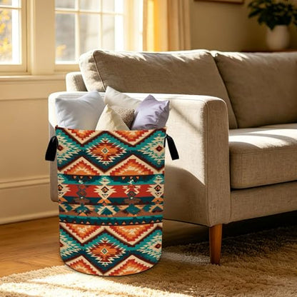 Aztec Laundry Basket Foldable Oxford Laundry Hamper With Handle For Room Bathroom Bedroom - color: Boho Pattern