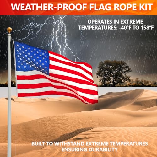 sprookber 50Ft Flagpole Rope Kit 5/16" Nylon Halyard with Swivel Snap Hook - color: Black, size: 50FT