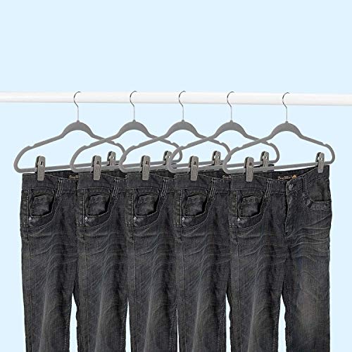 TOFIIGREM Grey Velvet Clips - 20 PCS Non Slip Clips for Slim Velvet Hangers - color: Gray, size: 20pc