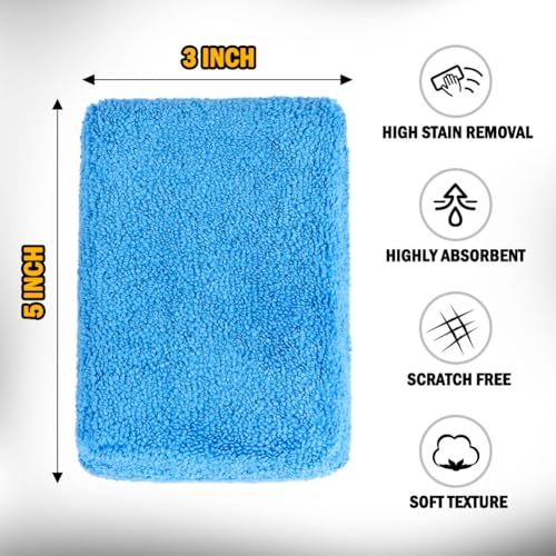 HOMEXCEL Microfiber Applicator Pads, Scratch-Free Car Wash Sponge for Cleaning, Premium Wax Foam Applicator Pads for Car Detailing, 5”x3”, 8Pack - color: Blue
