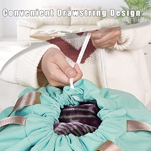 Sanlykate Large Canvas Cotton Laundry Bag with Drawstring & Handles, Heavy Duty Durable Dirty Clothes Organizer, Tear Resistant Hamper Liner Storage Bag, Travel Sack, 25.5 x 34inch - Haze Blue - color: Haze blue
