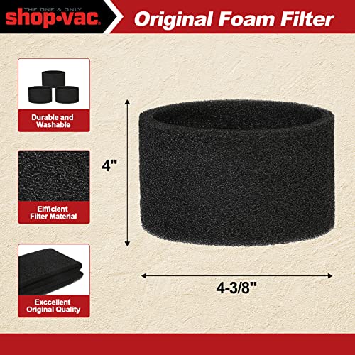 Shop-Vac 90525 Foam Sleeve Filter Replacements, 3 Pack, #9052500