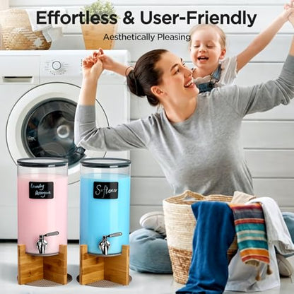Glass Laundry Detergent Dispenser with Holder,1.1 Gallon Laundry Liquid Dispensers with Stainless-Steel Tap,Large Glass Fabric Softener Containers with Stand for Laundry Room Organization - size: 1 pcs