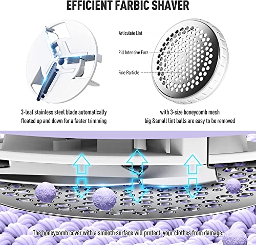 Ruidla Fabric Shaver Lint Shaver Defuzzer, Rechargeable Lint Remover - color: Purple
