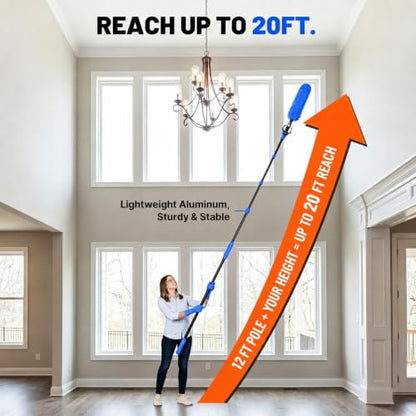 Light Bulb Changer for High Ceilings with Pole, 20FT Reach, Chandelier Kit (Blue) - color: Blue