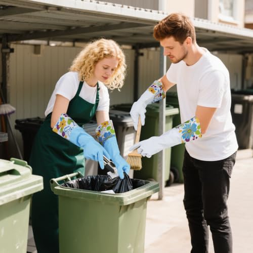 Bamllum 16-Inch Latex-Free Cleaning Gloves, Cotton Flocked Liner, Medium - color: Blue+yellow+white, size: Medium