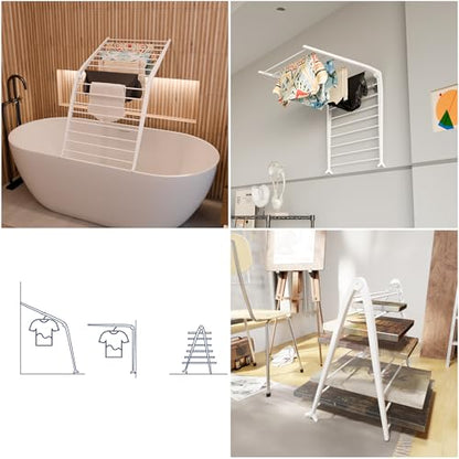 Whitmor Spacemaker Folding Drying Rack, Indoor Clothes Organizer with Patent-Pending Design, Space Saving, 6" L x 26" W x 51.5" H,Pearl - color: Pearl