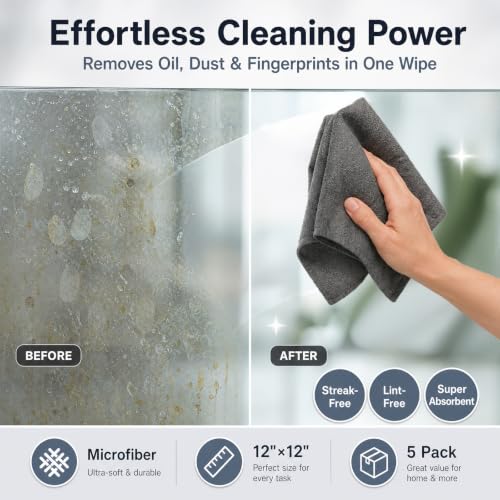 6 PackGenie Cloth Magic Cloth,Genie Magic Cleaning Cloth, Streak-Free & Lint-Free Reusable Cleaning Rags for Glass, Window, Kitchen, Stainless Steel, Cars & Screens