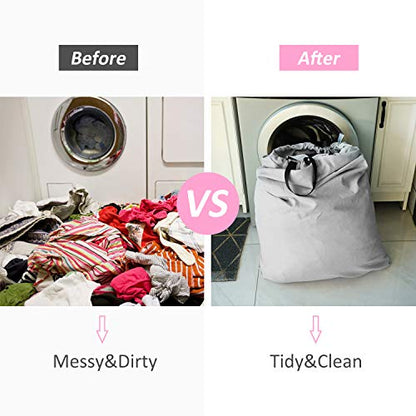 SWISSELITE Heavy Duty Laundry Bag, Large Travel Dirty Clothes Bag - color: Light Gray