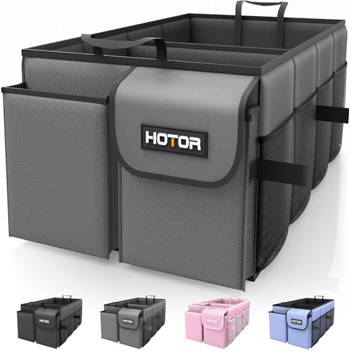 HOTOR Trunk Organizer - Foldable Car Organizer for SUVs & Sedans Storage - color: Grey, size: Large-(2 Compartments)