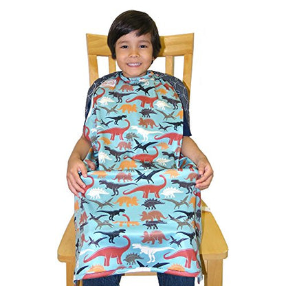 BIB-ON XL, Full-Coverage Bib and Apron Combination for Toddler, Kids Ages 3 and Up. (Dinosaurs) - color: Dinosaurs