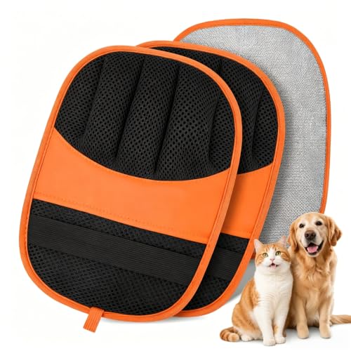 2 Pack Pet Hair Removal Gloves-Orange
