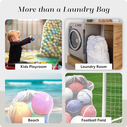 Handy Laundry Mesh XL Laundry Bag 24"x36" 2-Pack, Heavy Duty, White - color: White