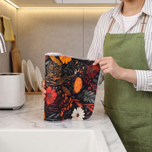 36 Pack Reusable Kitchen Cloths Cotton Towels, Fall Wildflower - style: Fall Wildflower