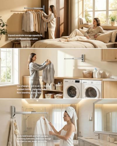 BaiNong Pull Out Wall Mounted Clothes Drying Rack Silver 13" Foldable - color: 13"silver