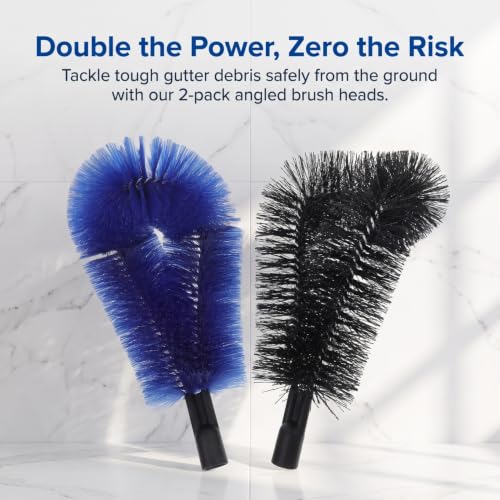 PartyKindom 2 PCS Angled Gutter Cleaning Brush Head Extension Pole Attachment for Roof Leaf Removal Outdoor Sweeper Window Dust Cleaner Tool House Eave Garage Debris Sweep Washer Accessory 11 inches
