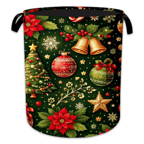 Christmas Tree Laundry Basket, Foldable Oxford Cloth Candy Gingerbread Man Laundry Hamper with Handles, Tote Bag Clothes Storage Bucket for Laundry Room/Bathroom/Bedroom/Dormitories 20.8"x16" - color: Christmas Tree