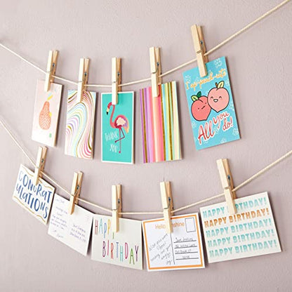 Juvale Wooden Clothespins & Hanging Clips - 100 Pack, 3.9x0.6x0.6in, Natural Wood, Modern - Heavy Duty Laundry Clips for Outdoor Clothesline - Clothespins for Crafts & Photo Displays - color: Natural