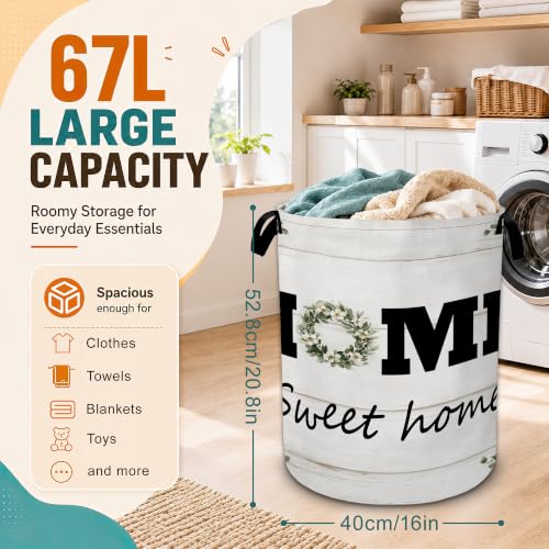 Home Sweet Home Laundry Basket,Foldable Oxford Laundry Hamper with Handles,Collapsible Clothes Storage Bucket Tote Bag for Laundry Room,Bathroom,Bedroom,Dorm - color: Home Sweet Home
