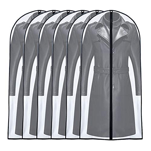 Garment Bags for Hanging Clothes 24"x 55"Transparent Lightweight Breathable Coat Covers for Closet with Study Full Zipper for Long Dress Clothes - color: Black, size: 24''X55''