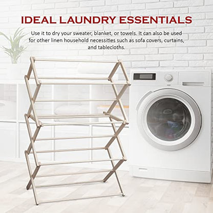 Peaceful Classics Wooden Folding Laundry Rack, 52" x 36" x 16" - size: Medium