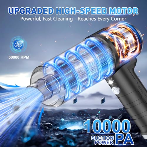 KMM Handheld Car Vacuum Cleaner, 10000PA Hand Held Vacuum & Air Duster - color: Silver & Black