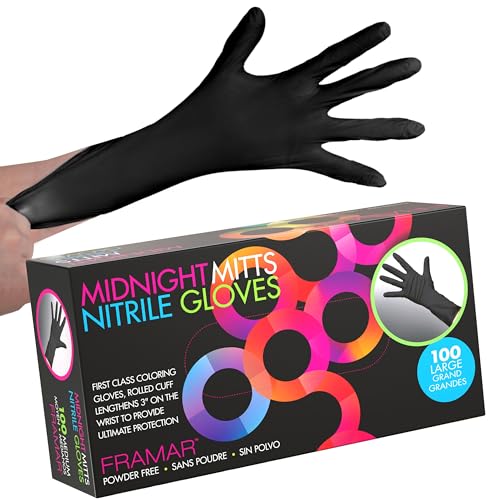 FRAMAR Black Disposable Gloves Large, 12 INCH Latex Free Gloves Large - size: Large (Pack of 100)