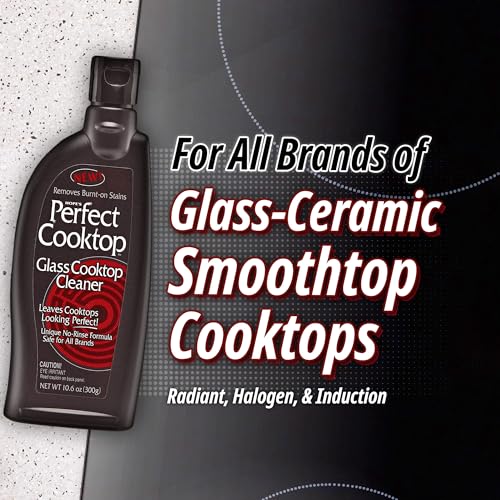 HOPE'S Perfect Cooktop Glass and Ceramic Cooktop and Stove Top Cleaner, Fast Acting and Removes Burnt on Stains from Glass Ceramic Smooth Top Ranges with its No Rinse Formula, 10.6 Oz, Pack of 1 - size: 10.6 Ounce (Pack of 1)