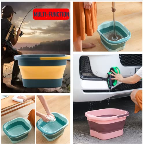 Collapsible Foot Bath Soak Tub with Handle, Plastic Foldable Feet Spa Soaking Basin Bucket with Massager Acupoint for Washing, Pedicure Foot Care Bathtub Bowl Tools for Pain Relief, Green - color: Darkcyan/Lightcyan